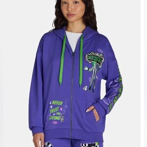 Beetlejuice Graphic Print Long Sleeve Zip Hoodie